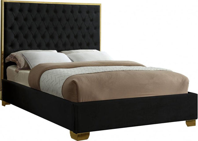 Meridian Furniture - Lana Velvet Queen Bed In Black - Lanablack-Q