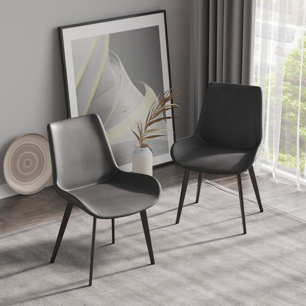 Modern Dining Chair Living Room Black Metal Leg Dining Chair-Grey-4pcs/ctn - Home Elegance USA