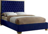 Meridian Furniture - Lana Velvet Queen Bed In Navy - Lananavy-Q