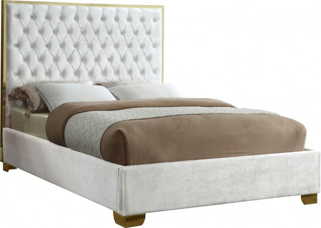 Meridian Furniture - Lana Velvet Queen Bed In White - Lanawhite-Q