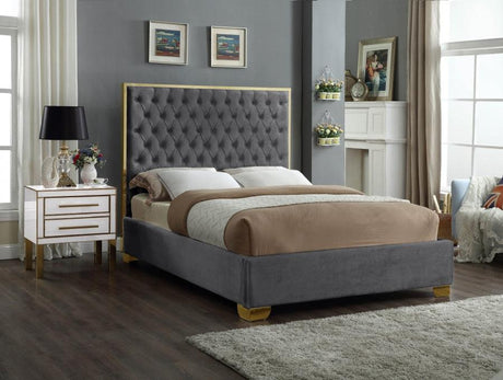 Meridian Furniture - Lana Velvet King Bed In Grey - Lanagrey-K