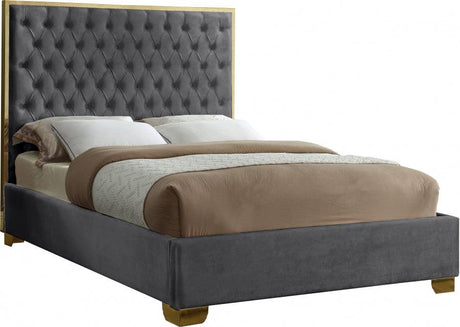 Meridian Furniture - Lana Velvet King Bed In Grey - Lanagrey-K