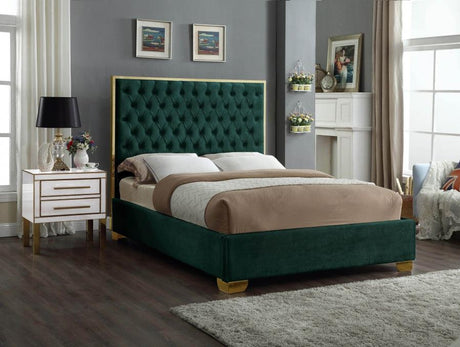 Meridian Furniture - Lana Velvet Queen Bed In Green - Lanagreen-Q