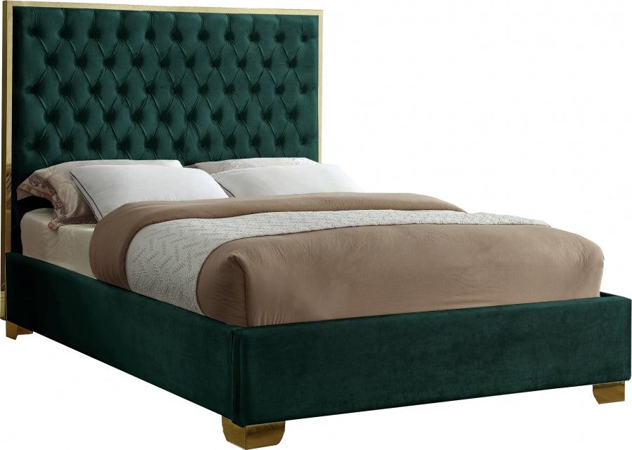 Meridian Furniture - Lana Velvet Queen Bed In Green - Lanagreen-Q