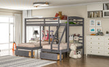 Full over Twin & Twin Bunk Bed,Triple Bunk Bed with Drawers, Gray - Home Elegance USA