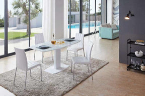 2396 Dining Table with Extension & 3450 Side Chairs in White - 2396-3450 | ESF