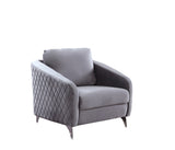 Sofia Gray Velvet Fabric Sofa Loveseat Chair Living Room Set Home Elegance USA