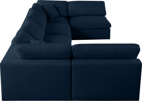 Serene - Cloud Modular Sectional 6 Piece - Navy - Fabric - Home Elegance USA