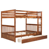 Full-Over-Full Bunk Bed with Ladders and Two Storage Drawers (Walnut) - Home Elegance USA