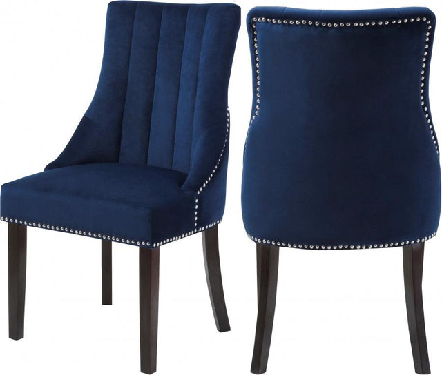 Meridian Furniture - Oxford Velvet Dining Chair In Navy (Set Of 2) - 721Navy-C