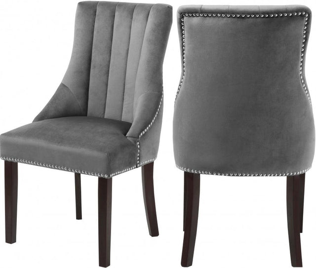 Meridian Furniture - Oxford Velvet Dining Chair In Grey (Set Of 2) - 721Grey-C