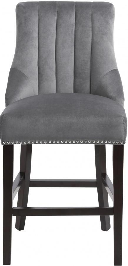 Meridian Furniture - Oxford Velvet Counter Stool In Grey (Set Of 2) - 722Grey-C