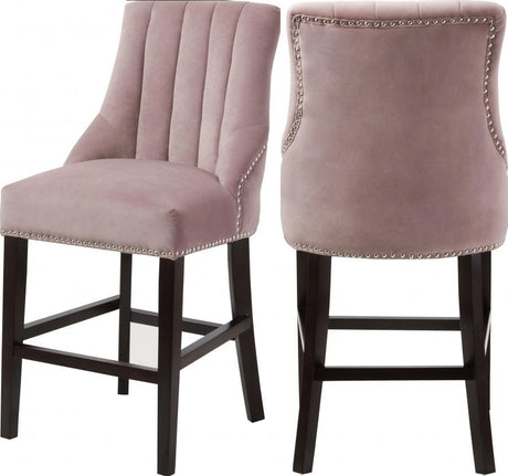 Meridian Furniture - Oxford Velvet Counter Stool In Pink (Set Of 2) - 722Pink-C