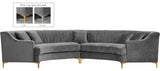 Meridian Furniture - Jackson 2 Piece Sectional Velvet In Grey - 673Grey-Sectional