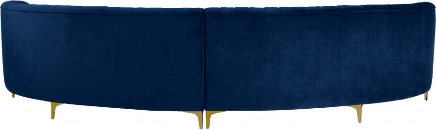 Meridian Furniture - Jackson 2 Piece Sectional Velvet In Navy - 673Navy-Sectional