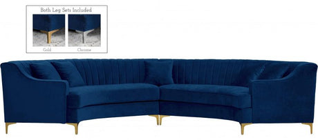 Meridian Furniture - Jackson 2 Piece Sectional Velvet In Navy - 673Navy-Sectional