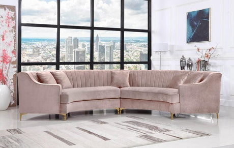 Meridian Furniture - Jackson 2 Piece Sectional Velvet In Pink - 673Pink-Sectional