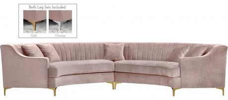 Meridian Furniture - Jackson 2 Piece Sectional Velvet In Pink - 673Pink-Sectional