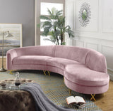 Meridian Furniture - Serpentine 3 Piece Sectional Velvet In Pink - 671Pink-Sectional