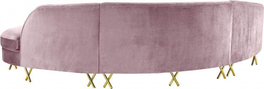 Meridian Furniture - Serpentine 3 Piece Sectional Velvet In Pink - 671Pink-Sectional