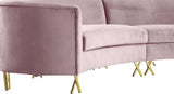 Meridian Furniture - Serpentine 3 Piece Sectional Velvet In Pink - 671Pink-Sectional