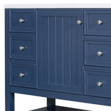 36" Bathroom Vanity with Sink Combo, One Cabinet and Three Drawers, Solid Wood and MDF Board, Blue