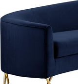 Meridian Furniture - Serpentine 3 Piece Sectional Velvet In Navy - 671Navy-Sectional