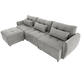 113.3" Convertible Sectional Sofa Couch 3 - Seat L - Shaped Sofa with Movable Ottoman and USB for Apartment, Living Room, Bedroom, Grey - SG000880AAE - image - 10