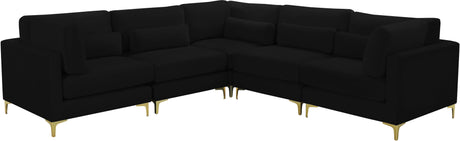 Julia - Modular Sectional 5 Piece - Black - Fabric - Home Elegance USA