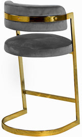 Meridian Furniture - Stephanie Velvet Counter Stool Set Of 2 In Grey - 796Grey-C