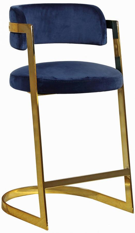 Meridian Furniture - Stephanie Velvet Counter Stool Set Of 2 In Navy - 796Navy-C