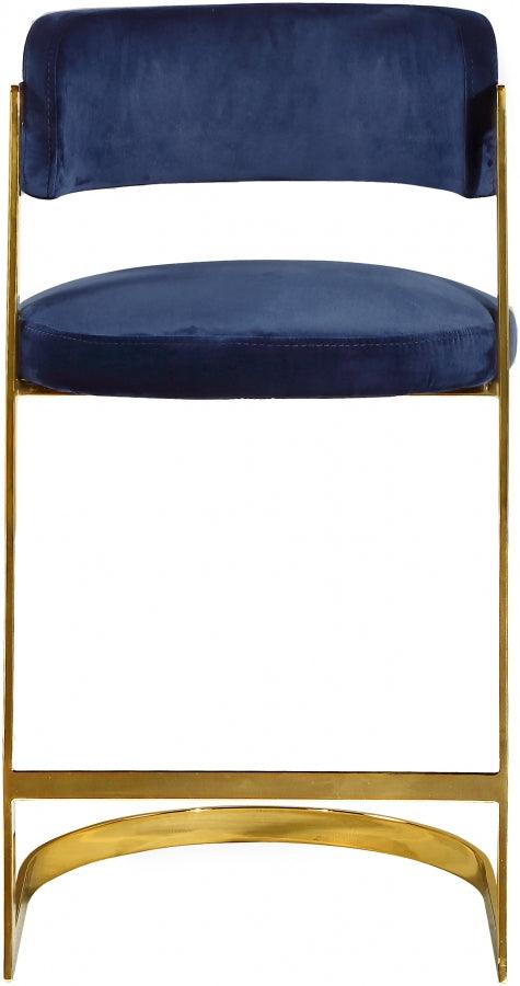 Meridian Furniture - Stephanie Velvet Counter Stool Set Of 2 In Navy - 796Navy-C