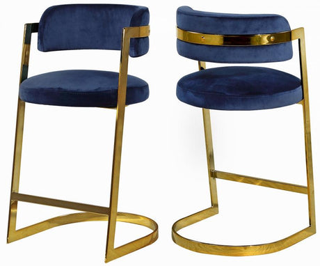 Meridian Furniture - Stephanie Velvet Counter Stool Set Of 2 In Navy - 796Navy-C