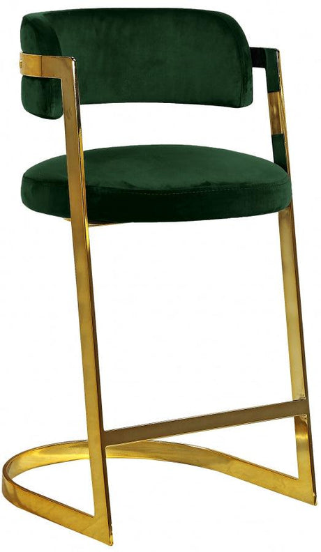 Meridian Furniture - Stephanie Velvet Counter Stool Set Of 2 In Green - 796Green-C