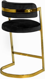 Meridian Furniture - Stephanie Velvet Counter Stool Set Of 2 In Black - 796Black-C