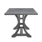 TREXM 6-Piece Farmhouse Dining Table Set, Rectangular Trestle Table and 4 Upholstered Chairs & Bench for Dining Room (Antique Gray) - Home Elegance USA