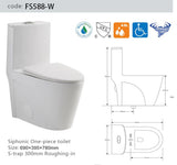 Dual Flush Elongated Standard One Piece Toilet with Comfortable Seat Height, Soft Close Seat Cover, High-Efficiency Supply,  White Toilet