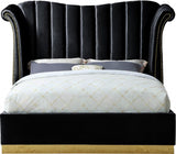 Meridian Furniture - Flora Velvet Queen Bed In Black - Florablack-Q