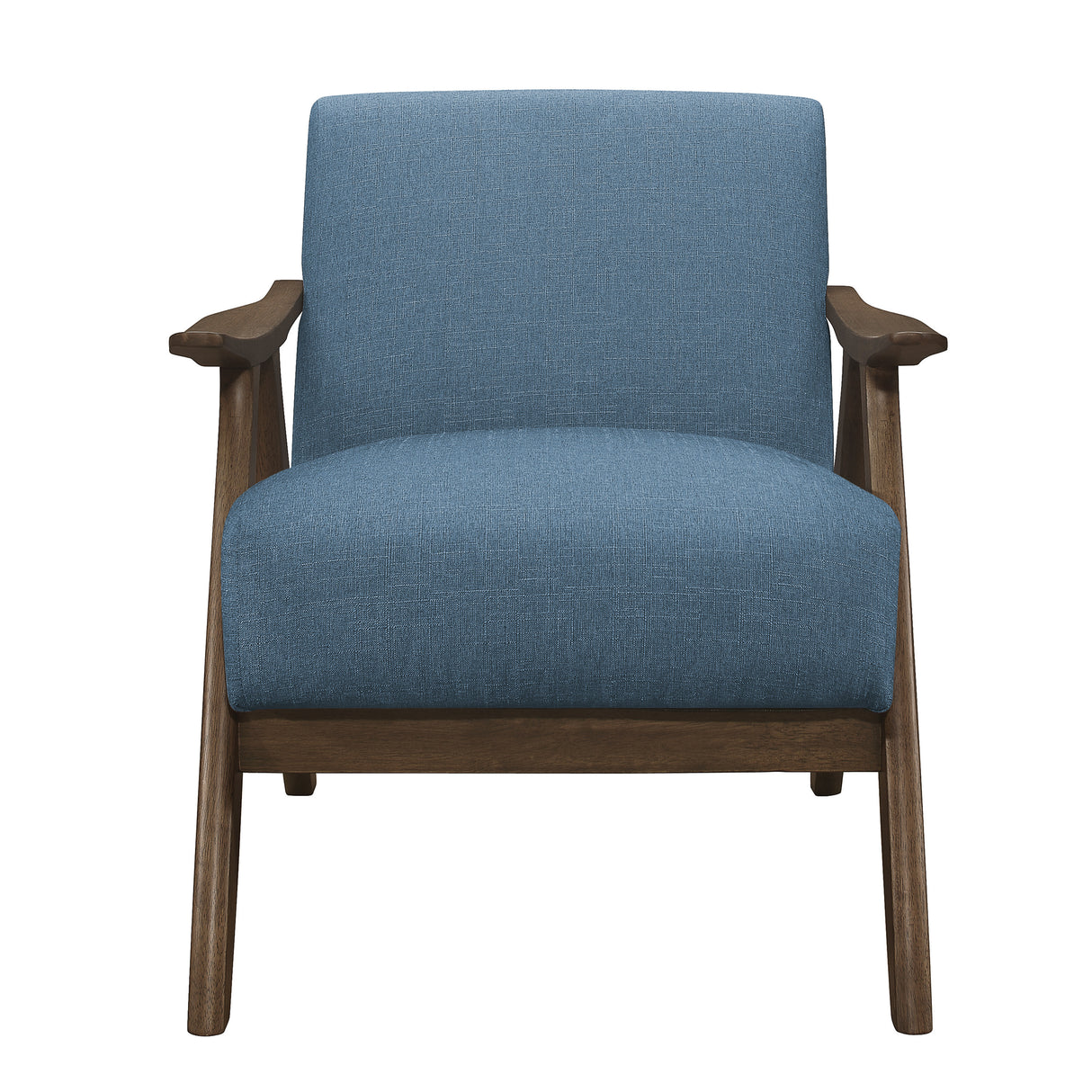Modern Home Furniture Blue Fabric Upholstered 1pc Accent Chair Cushion Back and Seat Walnut Finish Solid Rubber Wood Furniture - Home Elegance USA