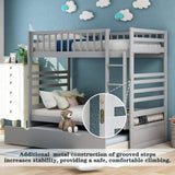 Orisfur. Twin Bunk Beds for Kids with Safety Rail and Movable Trundle bed