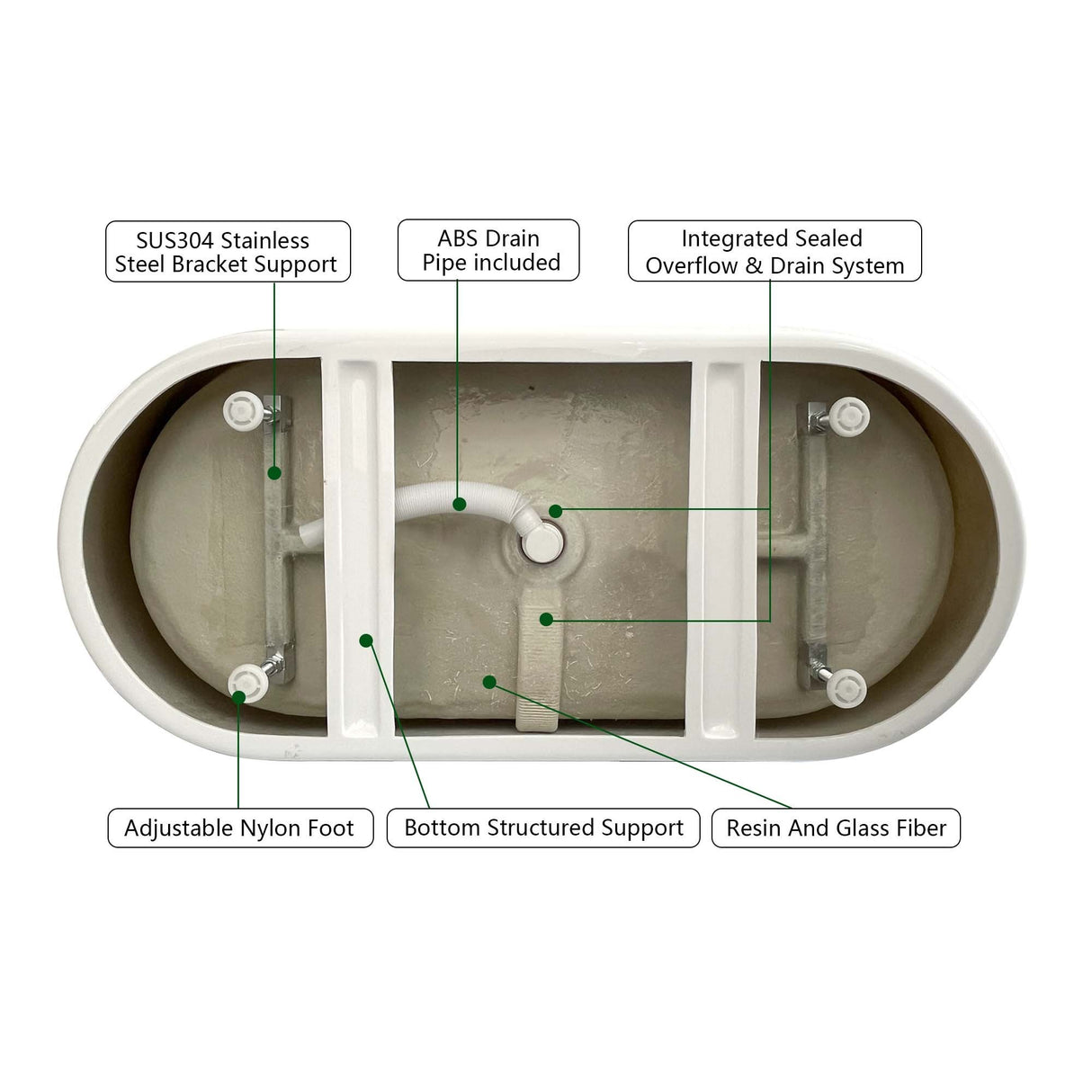 59" Acrylic Free Standing Tub - Classic Oval Shape Soaking Tub, Adjustable Freestanding Bathtub with Integrated Slotted Overflow and Chrome Pop-up Drain Anti-clogging Black