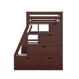 Twin Size Loft Bed with with 7 Drawers 2 Shelves and Desk - Espresso - Home Elegance USA