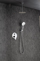 Black Shower System, Ceiling Rainfall Shower Faucet Sets Complete of High Pressure, Rain Shower Head with Handheld, Bathroom 10\\\'\\\' Shower Combo with Rough-in Valve Included