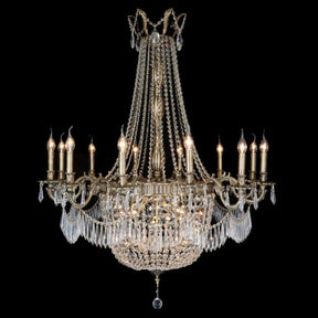Summer Palace 24-Light Chandelier in Clear Glass & Antique Brass – Aico Furniture