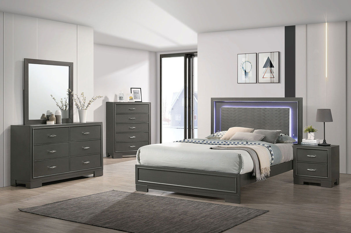 Alison - 5 Piece Queen Bedroom Set With Chest - Dark Gray - Home Elegance USA