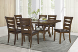 Transitional Dining Room Furniture 7pc Dining Set Table w Self-Storing Leaf and 6x Side Chairs Brown Finish Wooden Furniture - Home Elegance USA