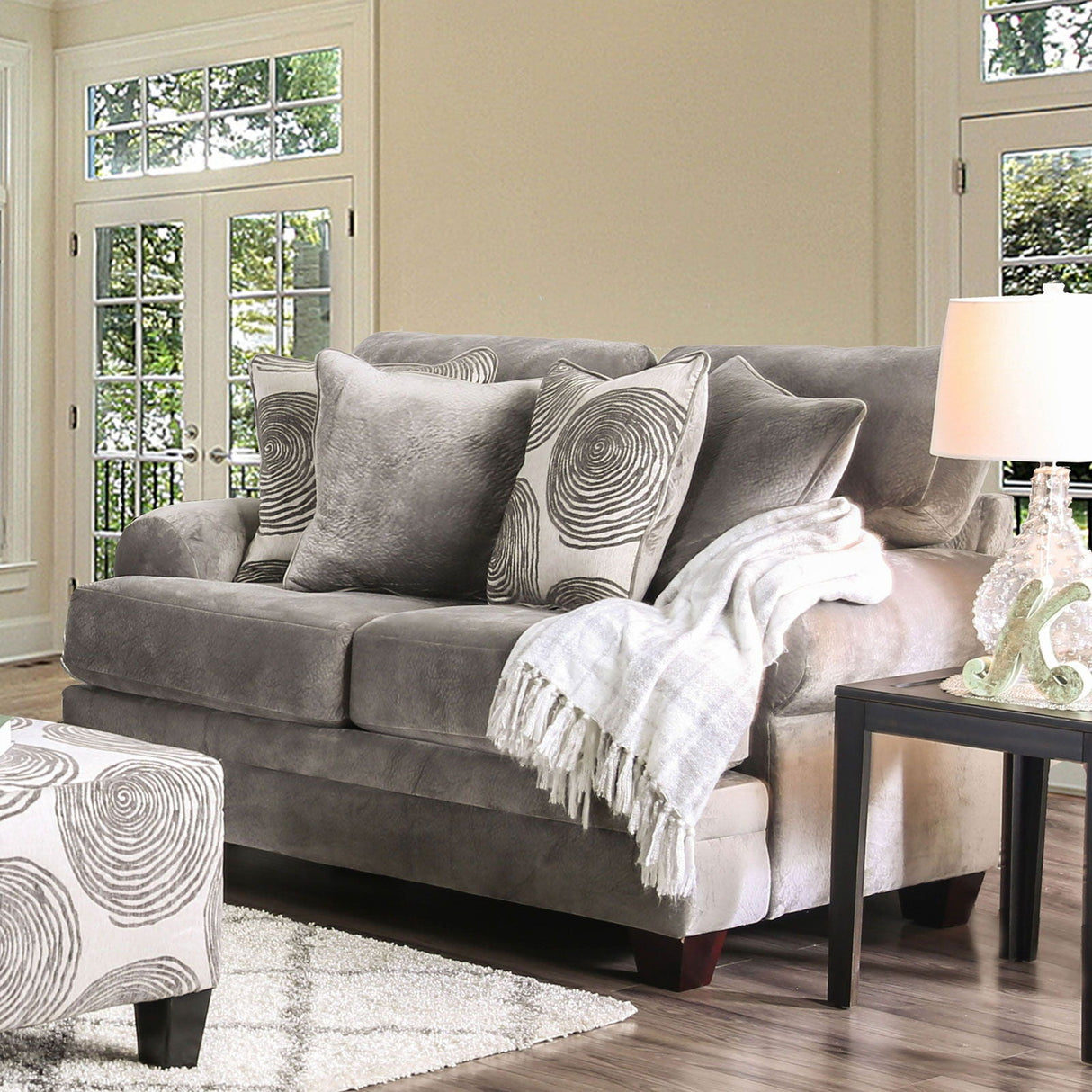 Bonaventura - Sofa & Loveseat - Gray / Pattern - Home Elegance USA