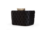 Naomi Button Tufted Chair Finished with Velvet Fabric and Gold Accent in Black - Home Elegance USA