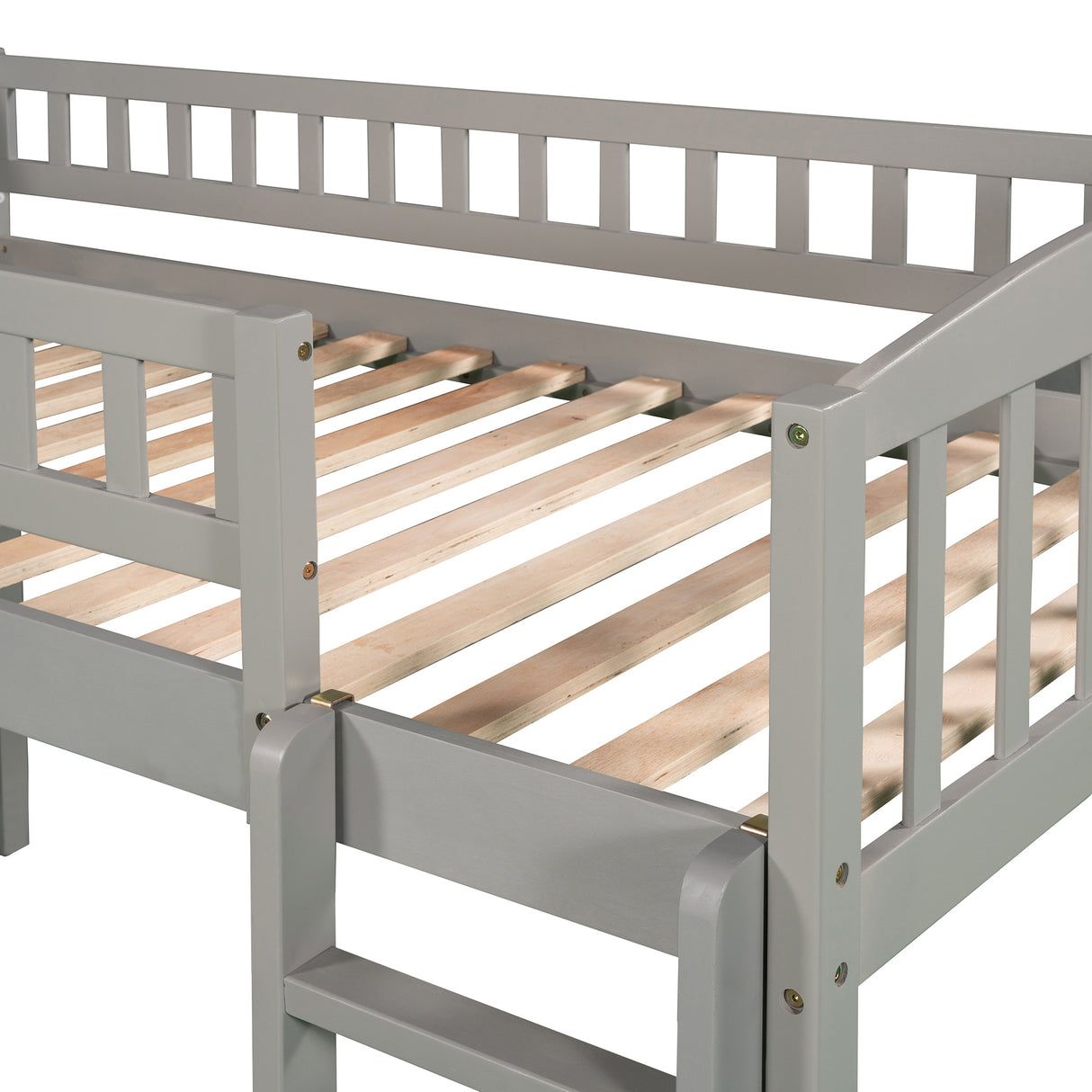 Twin size Loft Bed with Slide and Ladder, Gray(OLD SKU:LP000504AAE) - Home Elegance USA