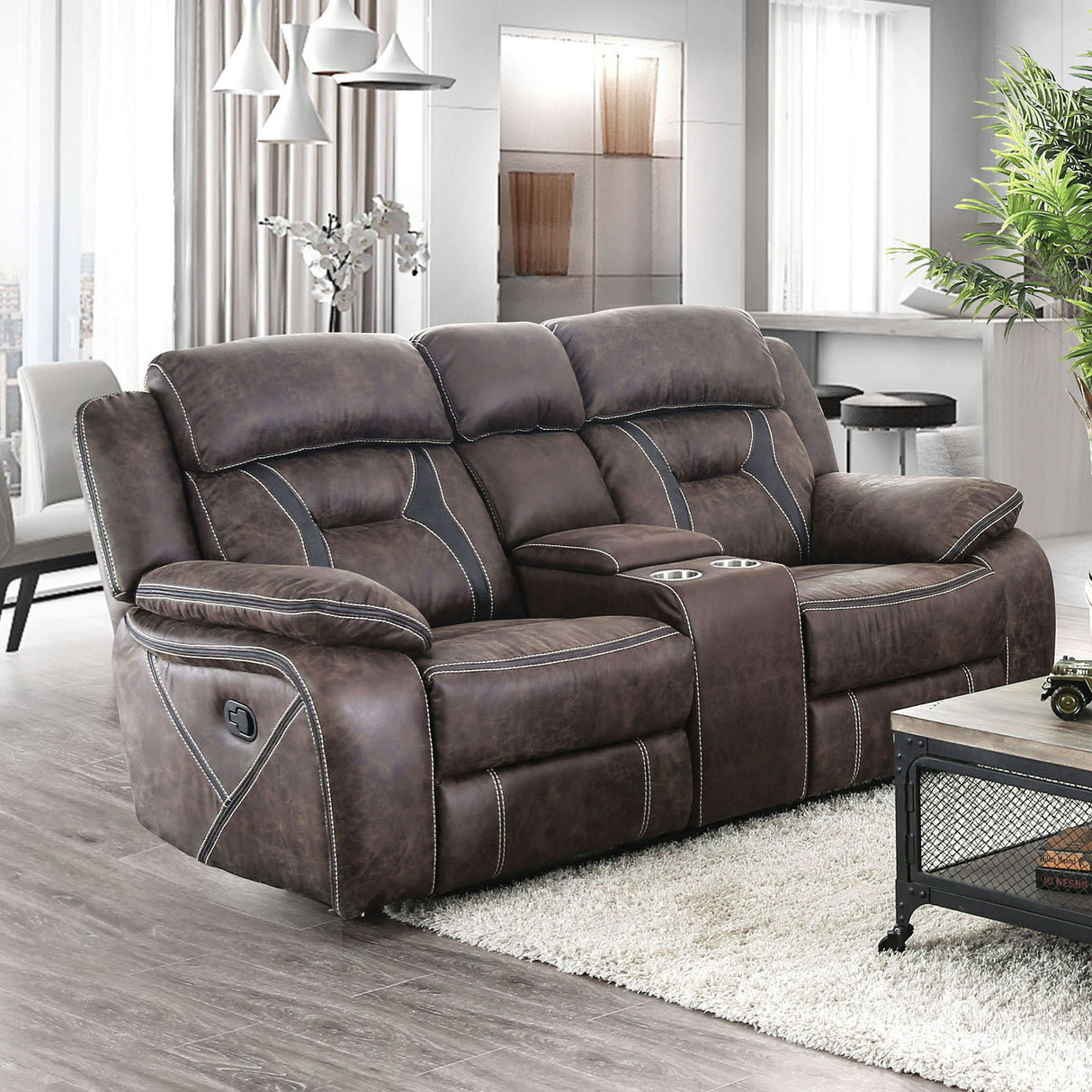 Flint - Sofa & Loveseat - Brown - Home Elegance USA